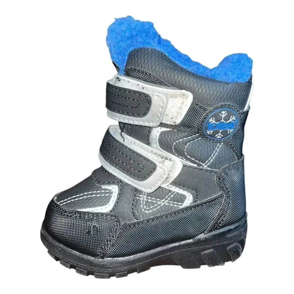 totes Tayton Mid Toddler Boys' Waterproof Winter Boots Black Blue 5M EUC